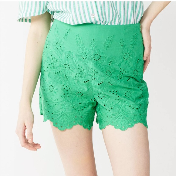 DRAPER JAMES RSVP Embroidered Shorts Green Eyelet Size 16 - Picture 1 of 8